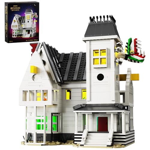 Millionspring Ada und Barba Hausbauset mit Licht, kreatives Hausbauspielzeug, Geschenkidee für Fans von Retro-Horrorfilmen, 1851 Teile von Millionspring