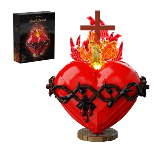 Millionspring Heiligstes Herz Jesu Bausatz Mit LED-Licht, Jesus Herz Baumodell Set, Hauskapelle Deko Ostergeschenke Für Kinder Und Erwachsene (625 Teile) von Millionspring