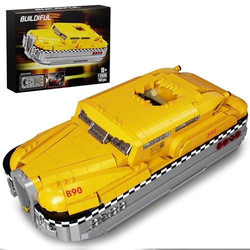 Millionspring Oldtimer-Bausteinset, gelbes Oldtimer-Modell, Sammlerstück, Geschenk für Fans, Erwachsene und Kinder ab 6 Jahren (1441 Teile) von Millionspring