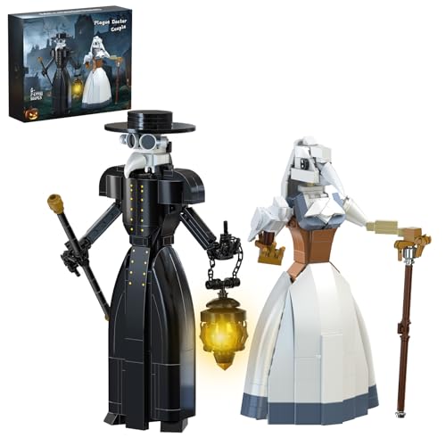 Millionspring Plague Doctor Bauspielzeug, süße Halloween-Party-Dekoration mit leuchtender Laterne, Halloween-Spielzeug für Kinder, Jungen und Mädchen ab 6–8 Jahren (500 Stück) von Millionspring
