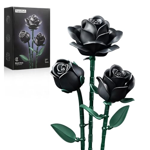 Millionspring Schwarzer Rosenstrauß-Bausatz mit 3 schwarzen künstlichen Rosen, Geschenke für sie zum Geburtstag, Jahrestag, Valentinstag, Muttertag, Weihnachten, 152-teilig Millionspring Schwarzer Rosenstrauß-Bausatz mit 3 schwarzen künstlichen Rosen, Geschenke für sie zum Geburtstag, Jahrestag, Valentinstag, Muttertag, Weihnachten, 152-teilig von Millionspring