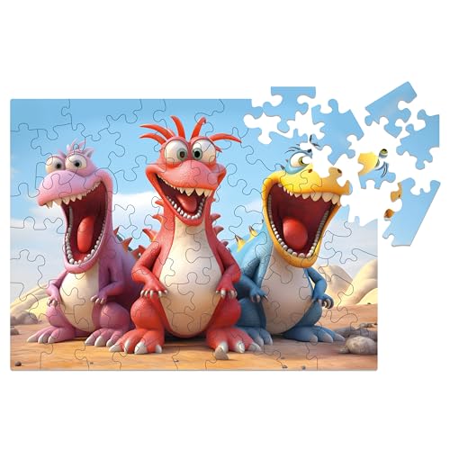 Milliwood Dream Team Serie - Friendly Dinosaurs - Fantastische Puzzles für die ganze Familie - Gemeinsame Unterhaltung - Unregelmäßig geformt, 28,5x21cm - 50 Teile von Milliwood