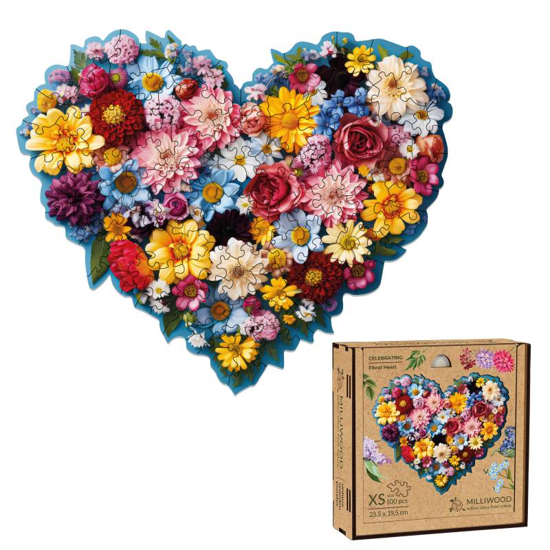 Milliwood Holzpuzzle - Florales Herz 100 Teile Puzzle Miliwood-5080 Milliwood Holzpuzzle - Florales Herz 100 Teile Puzzle Miliwood-5080 von Milliwood