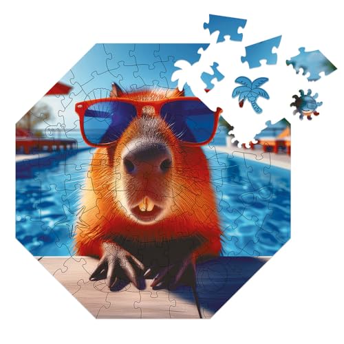 Milliwood Puzzle für die ganze Familie - Funnymals Serie - Puzzles mit einzigartigem Bild - Holzpuzzle für Kinder - Swimming Capybara 34x34cm - 90 Teile Milliwood Puzzle für die ganze Familie - Funnymals Serie - Puzzles mit einzigartigem Bild - Holzpuzzle für Kinder - Swimming Capybara 34x34cm - 90 Teile von MILLIWOOD
