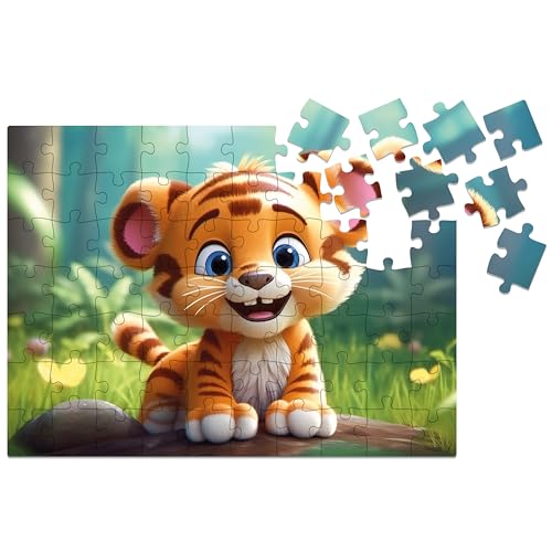 Milliwood Yippee Cutie Serie - Tiger Puzzle - Puzzles mit einem bezaubernden Kunstwerk - Unterhaltung für die ganze Familie - Klassische Form, 28.5x21cm - 70 Teile von Milliwood