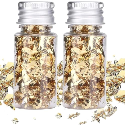 Essbares Blattgold, 2 Stück, multifunktional, dekorativ, Goldfolie, Papier, Goldblätter, Kuchendekoration für Lebensmittel, Dessert, Dekoration, Basteln von Milltrip