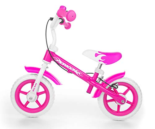 Milly Mally Leichtes Dragon-Laufrad mit Bremse für Kinder, rosa von Milly Mally