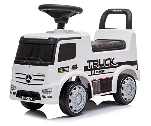 Milly Mally Fahrzeug Mercedes Antos Rutscher für Kinder im Alter von 1 bis 3 Jahren Auto mit interaktivem Lenkrad Weiss von Milly Mally