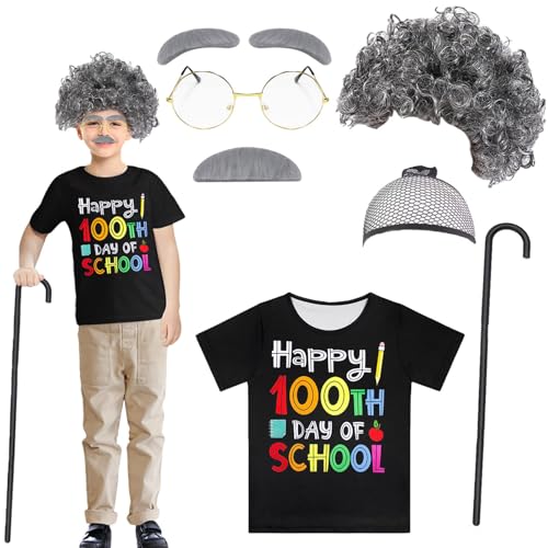Miltrs Kinderkostüm für Jungen mit Aufschrift "100 Days of School", für Opa, Verkleidungszubehör, Happy 100 Days T-Shirt Miltrs Kinderkostüm für Jungen mit Aufschrift "100 Days of School", für Opa, Verkleidungszubehör, Happy 100 Days T-Shirt von Miltrs