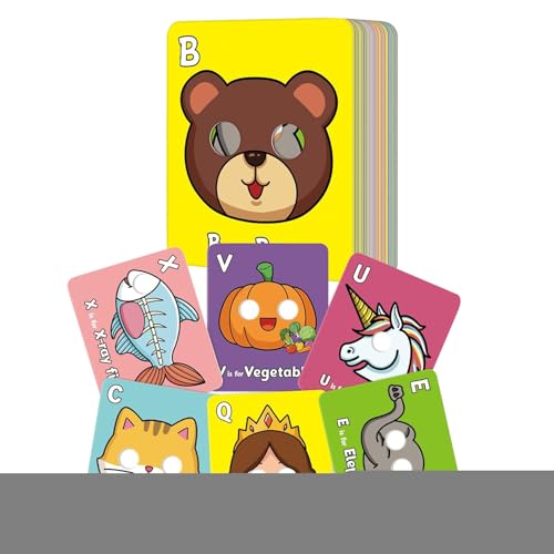 Alphabet Flash Cards, Letter Learning Cards, Colorful Double Sided Design, Sturdy Early Reading Tool, Vocabulary Builder for Speech Development, Classroom, Home, Kindergarten, Educational Use von Mimoqk