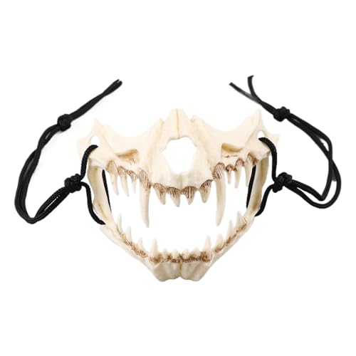 Animal Skull - 4,72 Zoll Halbgesichtsabdeckung für gruseliges Cosplay, gruseliges Zähnedesign mit Maskeradestil, Party -Requisiten für Karnevalsleistung, Cosplay, Event, Feiertagsfeier, Teenager, Erwa von Mimoqk