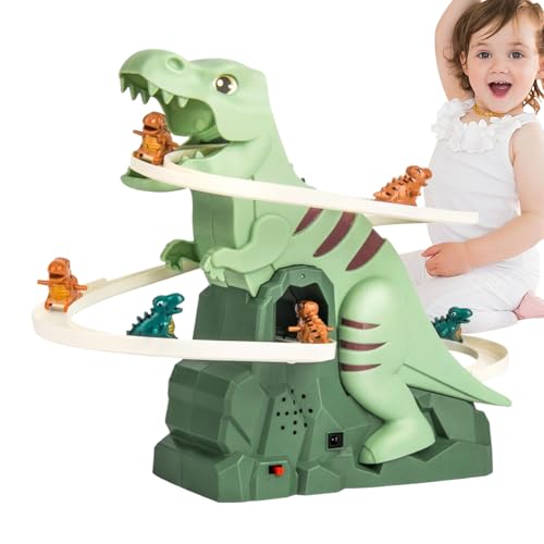 Electric Dinosaur Stair Climbing Toy, Kids Race Track Game with Lights and Music, 7.87 x 6.69 x 5.51 Inches Interactive Climbing Playset, Lernspiel für Indoor Play von Mimoqk