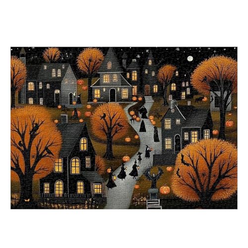 Jigsaw Puzzle – 1000 Piece Halloween Games for Brain Training, Interactive Fall Scene Toy with Seasonal Artwork, Game Puzzle for Home Decor and Holiday Gatherings, Kids Teens Adult, 27.56 Inches von Mimoqk