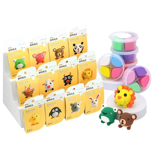 Kids Clay Kit, 12 Stile aus leichtem Schaumstoff, für Haustiere, Dessert, Dinosaurier-Modellierset mit 12 Stilen aus weichem Bouncing Foam Putty | Kreatives Kunsthandwerk Set für Spaß beim Lernen Kids Clay Kit, 12 Stile aus leichtem Schaumstoff, für Haustiere, Dessert, Dinosaurier-Modellierset mit 12 Stilen aus weichem Bouncing Foam Putty | Kreatives Kunsthandwerk Set für Spaß beim Lernen von Mimoqk