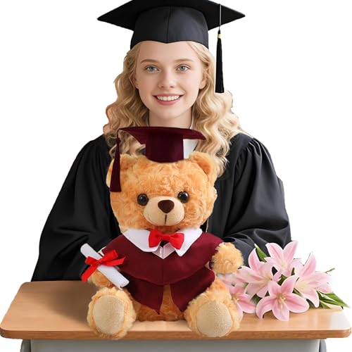 Mimoqk 9,8 Zoll Graduation Bear, Plüschtierpuppe, weiches Spielzeug mit und Gown, Erinnerungsstück Klasse von 2025, Reward für , Mädchen, Studenten, Celebrating Graduation Day von Mimoqk