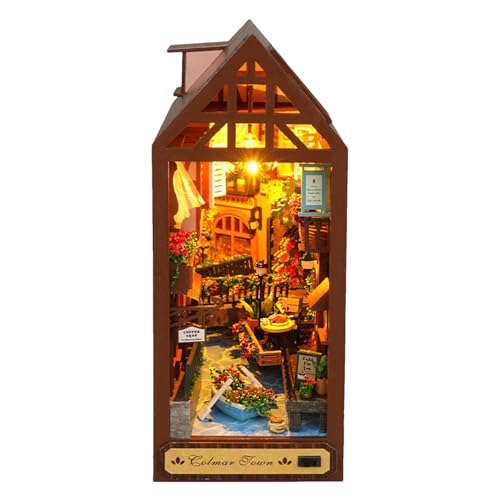Mimoqk Booknook Bausatz Für Erwachsene - 3D Holz Puzzle | LED Beleuchtetes Lernspielzeug Haus Modell Für Lesezimmer Kinder Erwachsene Weihnachten Halloween Mimoqk Booknook Bausatz Für Erwachsene - 3D Holz Puzzle | LED Beleuchtetes Lernspielzeug Haus Modell Für Lesezimmer Kinder Erwachsene Weihnachten Halloween von Mimoqk