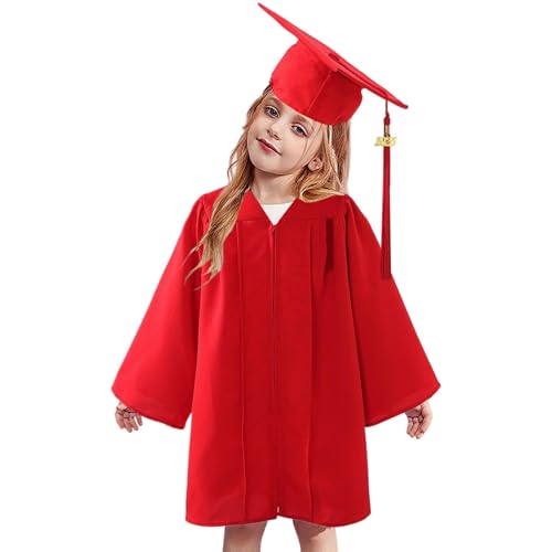 Mimoqk Cap and Gown, 2025 Kinder Quaste Kleid, bequem, Uniform, Stylish Ceremony Outfit für Kindergarten, Primary Schule, Performance Events, rot, 30 yards Mimoqk Cap and Gown, 2025 Kinder Quaste Kleid, bequem, Uniform, Stylish Ceremony Outfit für Kindergarten, Primary Schule, Performance Events, rot, 30 yards von Mimoqk