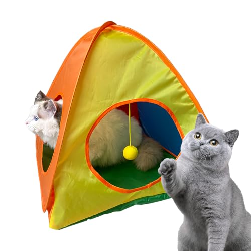 Mimoqk Cat Portable Zelt, Übungsschüssel für Kittens, Interaktive Reise Dog Crate Alternative, farbenfrohes Faltbares Enclosure Design, Breathable Playhouse, für Garten Lawn Balcony Living Room von Mimoqk