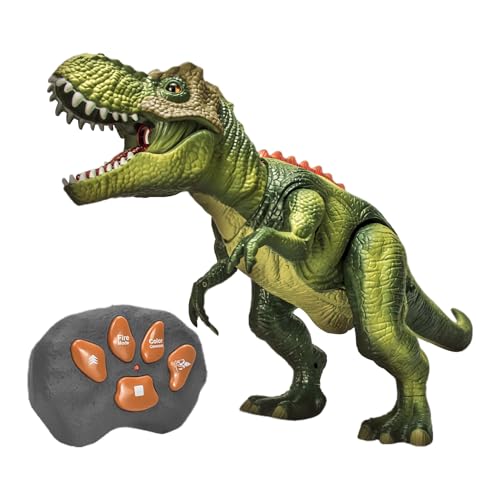 Mimoqk Dinosaurier mit Fernbedienung | Animiertes Dinosaurier-Spielzeug, leuchtendes Tier mit Zerstäuber für Garten, Outdoor, Haus, Kindergarten von Mimoqk