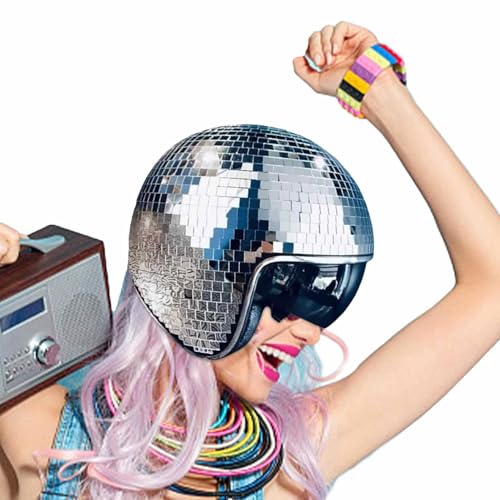 Mimoqk Eleganter Helm – Spiegel mit Pailletten, mit einziehbarem Visier | Zubehör für Kostümpartys, Kino, Karneval, Weihnachtsfeiern von Mimoqk