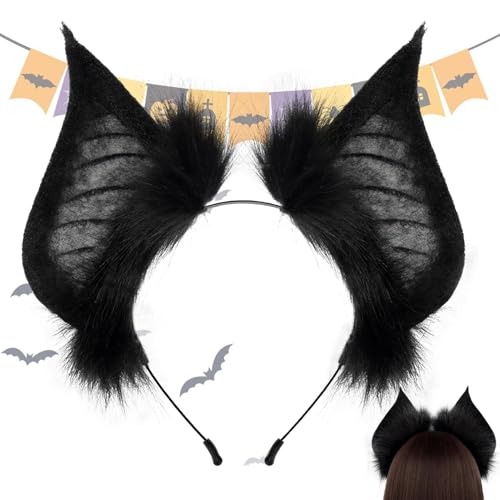 Mimoqk Fancy Cosplay Headwear, Bat Ears Headband Gothic Style Costume, Halloween Bat Ears Headband Accessory, Comfortable Bat Ears Headband, Adjustable Bat Ears Headband for Masquerades von Mimoqk