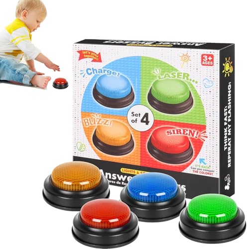 Mimoqk Game Show Buzzers, Buzzer System Competitions, Trivia Game Buzzers, Responsive Central Control Easy Setup Large Button Team Game LED Indicator Buzzer System for Events von Mimoqk