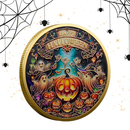 Mimoqk Halloween-Sammlermünze, Robustes Metallgold-Design, kreatives Gedenkkursfleisch, ideal von Mimoqk