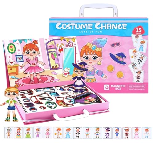 Mimoqk Magnetisches Puzzle - doppelseitiges Totend Play for Skill Development, kreatives Lernen mit Bildungsspiel, Dress -up -Puzzle für Schulhaus, Holzmaterial, komplettes Set, 10,63 Zoll von Mimoqk