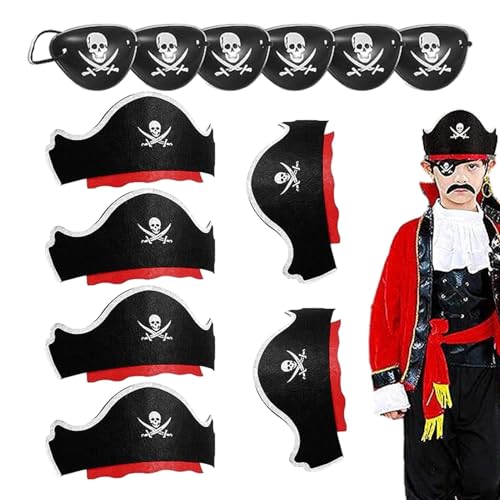 Mimoqk Piratenhut-Set | Halloween-Piraten-Zubehör, Cosplay-Set,Halloween-Piraten-Partygeschenke, Piratenkostüm für Kinder und Erwachsene Mimoqk Piratenhut-Set | Halloween-Piraten-Zubehör, Cosplay-Set,Halloween-Piraten-Partygeschenke, Piratenkostüm für Kinder und Erwachsene von Mimoqk