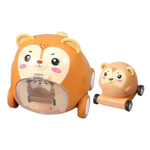 Mimoqk Push and Go Race Car, Cartoon Animal Wind-Up Vehicle, Adorable Toddler Car, 5.71x4.72x4.72 inches, Fun Play Toy, Easy to Use Design, for 1-2 Year Old Boys, Interactive Learning Fun von Mimoqk