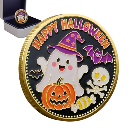 Mimoqk Sammelmünze,Happy Halloween Kürbis Gedenkmünze - Dekoratives Sammlerstück Für Männer Enthusiasten Sammler Arbeitszimmer Wohnzimmer Herbstdeko Geburtstag von Mimoqk