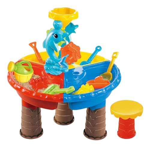 Mimoqk Sand and Water Tisch, Outdoor Water, Beach Games, Interactive Educational Toys with Accessories Preschool Learning Activities for Kids, Backyard, 45 x 43 cm von Mimoqk