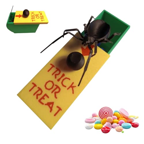 Mimoqk Spider Box Prank, Scary Surprise Trick Toy Box, Halloween Fake Gag mit lustigem Sprungzubehör, spielt Playing für Kinder Erwachsene Jugendliche Party Geburtstag Reise Camping Schule Holiday von Mimoqk