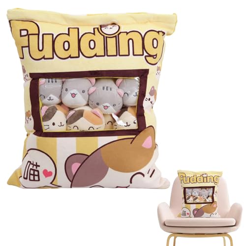 Mimoqk Tiere Wurfkissen, süßes Plüschkissen - Tiere gefülltes Plüschkatzen-Snackkissen abnehmbar - Hautfreundliche Kuscheltiere als Spielzeug für Wohnzimmer, Schlafzimmer, Sofa, Auto, Wohnung von Mimoqk