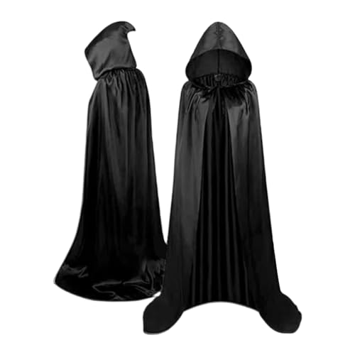 Mimoqk Umhang mit Kapuze für Männer – 150 cm Kapuzenumhang für Hexe und Vampir Halloween – Cosplay- Unisex lang für Zauberertheater Kostüm Maskerade Mittelalterfeste von Mimoqk