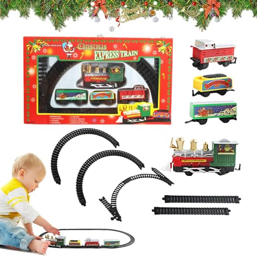 Mimoqk Weihnachtszug Weihnachtsbaum mit Schienen – elektrisches Zug, festliche Dekoration, elektrisch, für Party, Spiel zu Hause, , Mädchen von Mimoqk