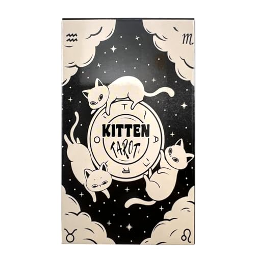 Mystical Tarot Deck, 78 Stück Kitten Tarot Cards, English Board Oracle Set, Wahrsagen-Set, Wahrsagen, Partybevorzugung, süße Katze, Glück für spirituelle Spielnacht, 135 g von Mimoqk