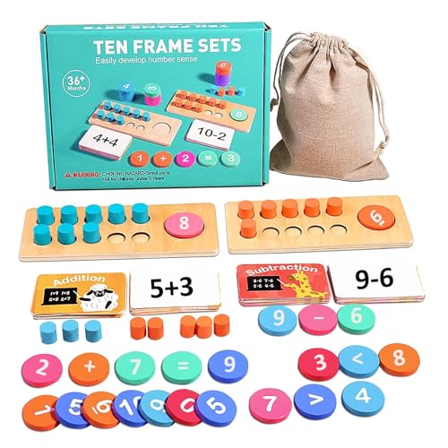 MinXin Holz Montessori Mathe Spielzeug,Zahlen Lernen Holzspielzeug, Zahl und Zählung Motorikspielzeug, Lernspielzeug von MinXin