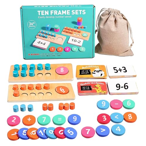 MinXin Holz Montessori Mathe Spielzeug,Zahlen Lernen Holzspielzeug, Zahl und Zählung Motorikspielzeug, Lernspielzeug von MinXin
