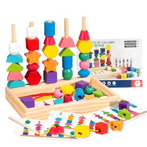 MinXin Montessori Spielzeug ab 2 3 4 Jahre, Holz Sortier & Stapelspielzeug, Holzspielzeug Fädelspiel mit Ablagefach und Karten, Holzperlen Einfädeln Spielzeug, Lernspielzeug für Kleinkinder MinXin Montessori Spielzeug ab 2 3 4 Jahre, Holz Sortier & Stapelspielzeug, Holzspielzeug Fädelspiel mit Ablagefach und Karten, Holzperlen Einfädeln Spielzeug, Lernspielzeug für Kleinkinder von MinXin