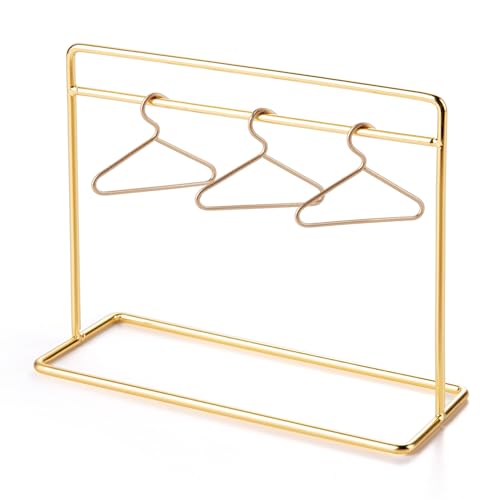 Dollhouse Metal Garment Rack, 1:12 Scale Garment Rack with 3 Pcs Metal Hangers,Dollhouse Clothes Mini Hangers Furniture Accessories for Dollhouse Shower Supplies (Metallkleidungsständer) von Minamzee