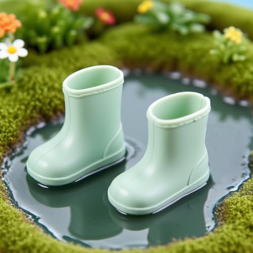 Minamzee 1:12 Miniatur Puppenhaus Gummistiefel, 1 Paar Mini Regenstiefel Feen-Stil Möbeldekoration Für Puppenmöbel Zubehör(Grün) von Minamzee