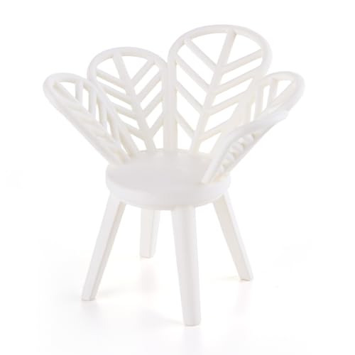 Minamzee 1:12 Puppenhaus Miniatur Blumenform Stuhl, Mini 3D-Druck Harzmöbel Zubehör Kreativer Miniatur Stuhl Möbel Für Esszimmer, Garten, Wohnzimmer, Außenterrasse(Weiß) von Minamzee
