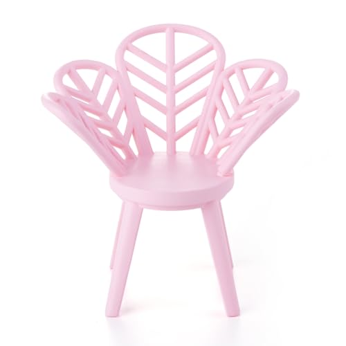 Minamzee 1:12 Puppenhaus Miniatur Blumenform Stuhl, Mini 3D-Druck Harzmöbel Zubehör Kreativer Miniatur Stuhl Möbel Für Esszimmer, Garten, Wohnzimmer, Außenterrasse (Rosa) von Minamzee