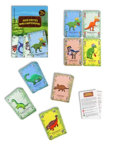 Mein erstes Dino Kartenspiel | Kindgerechte Karten für Dinosaurier Fans ab 4 Jahren | Kinderkartenspiel | Schön illustriertes Dinosaurier Kartenspiel mit besonderem Lerneffekt | Mau Mau Skat Mau-Mau von Mind Care Essentials