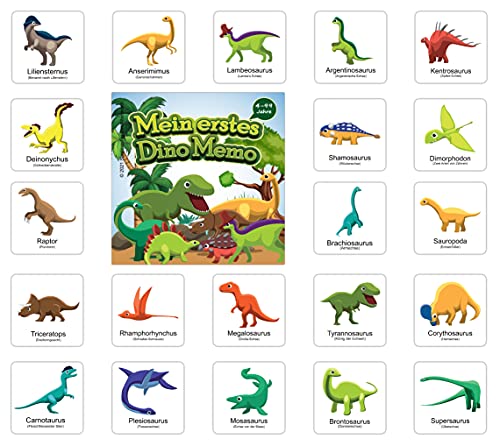 Mein erstes Dino Memo | Memoryspiel für Dinosaurier Fans ab 3 Jahren | Spieleklassiker für Jung und Alt | Schön illustrierte Dinos mit besonderem Lerneffekt | Memory-Spiel Kinderspiel von Mind Care Essentials