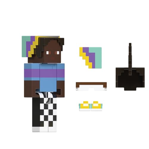 MINECRAFT Creator Series Actionfigur Skin Karierte Hose 8,9 cm (3,25 Zoll), mit Zubehör für Kinder ab 6 Jahren von Minecraft