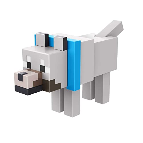 Mattel Minecraft HFC30 - Actionfigur Wolf zum Selberbauen (8 cm), 1 Portalteil und Zubehörteil, Spielzeug Geschenk zum Sammeln für Fans und Kinder ab 6 Jahren von Mattel Minecraft