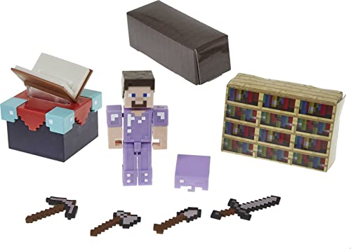 Minecraft GYB62 - Zauberraum-Spielset mit ca. 8 cm großer Steve-Figur und Zubehör,Spielzeug ab 6 Jahren von Mattel Minecraft