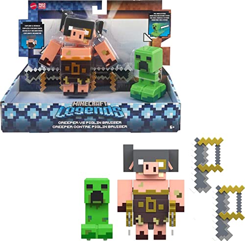 Minecraft Spielzeug Legends ca. 8 cm große Actionfiguren im 2er-Pack, Bereit zum Angriff und mit Zubehör | Geschenk zum Sammeln für Kinder, GYR99 von MINECRAFT